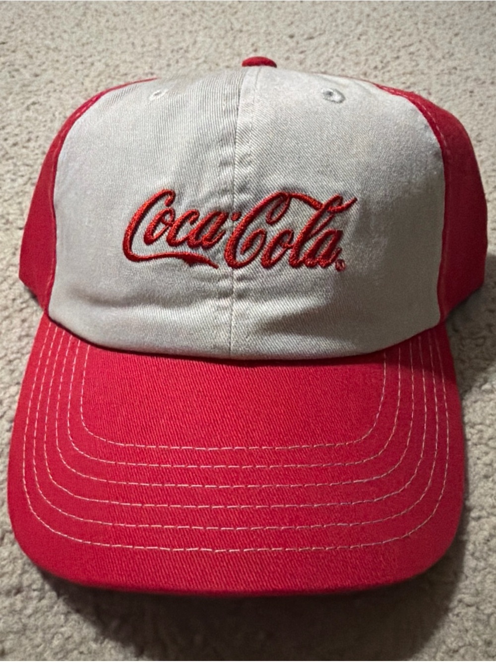 Coca Cola Adjustable Strapback Hat Cap Red & Tan One Size Unisex New Without Tag